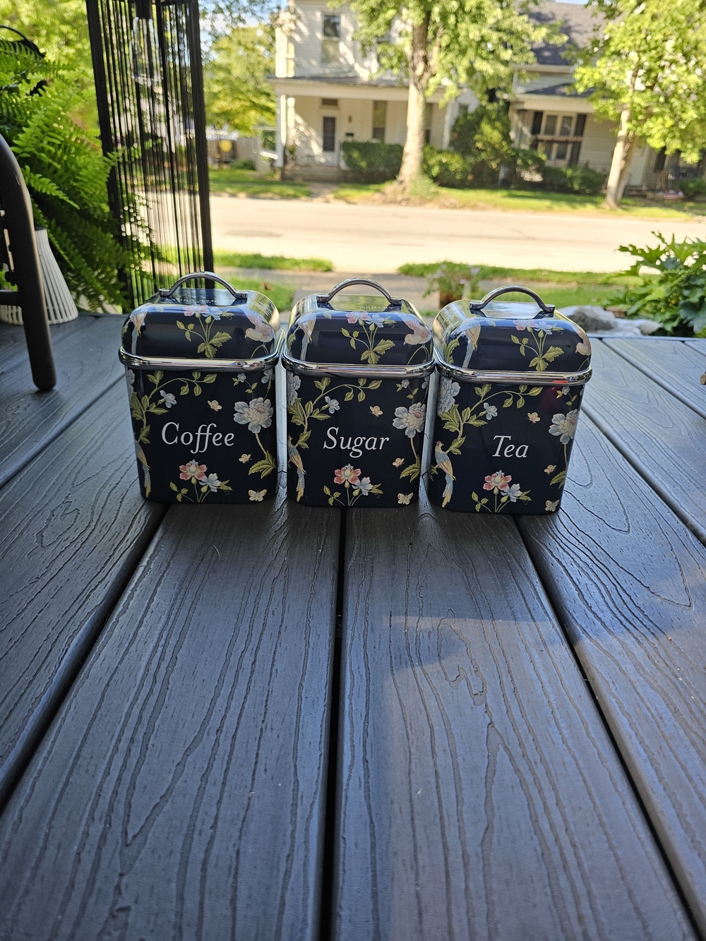 Laura Ashley "Elveden Navy" 3-Piece Kitchen Storage Canister Set